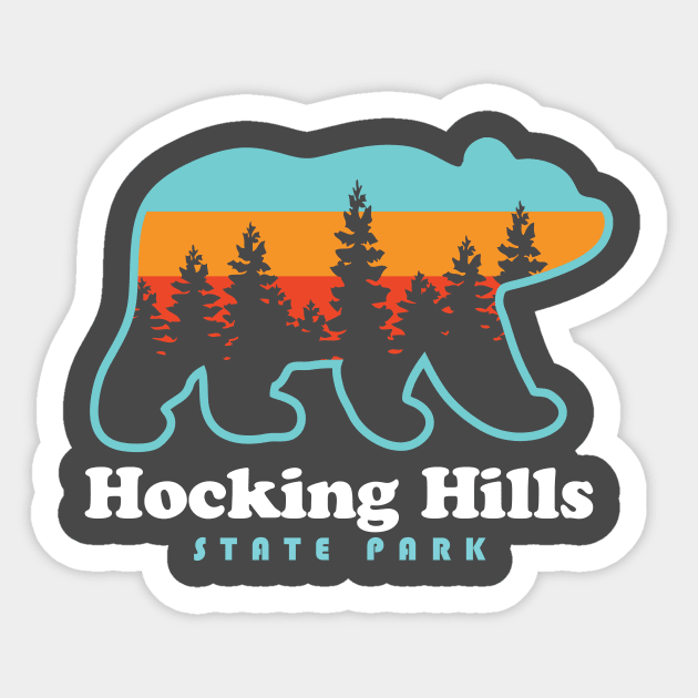 Hocking Hills State Park Ohio Bear Sticker by PodDesignShop